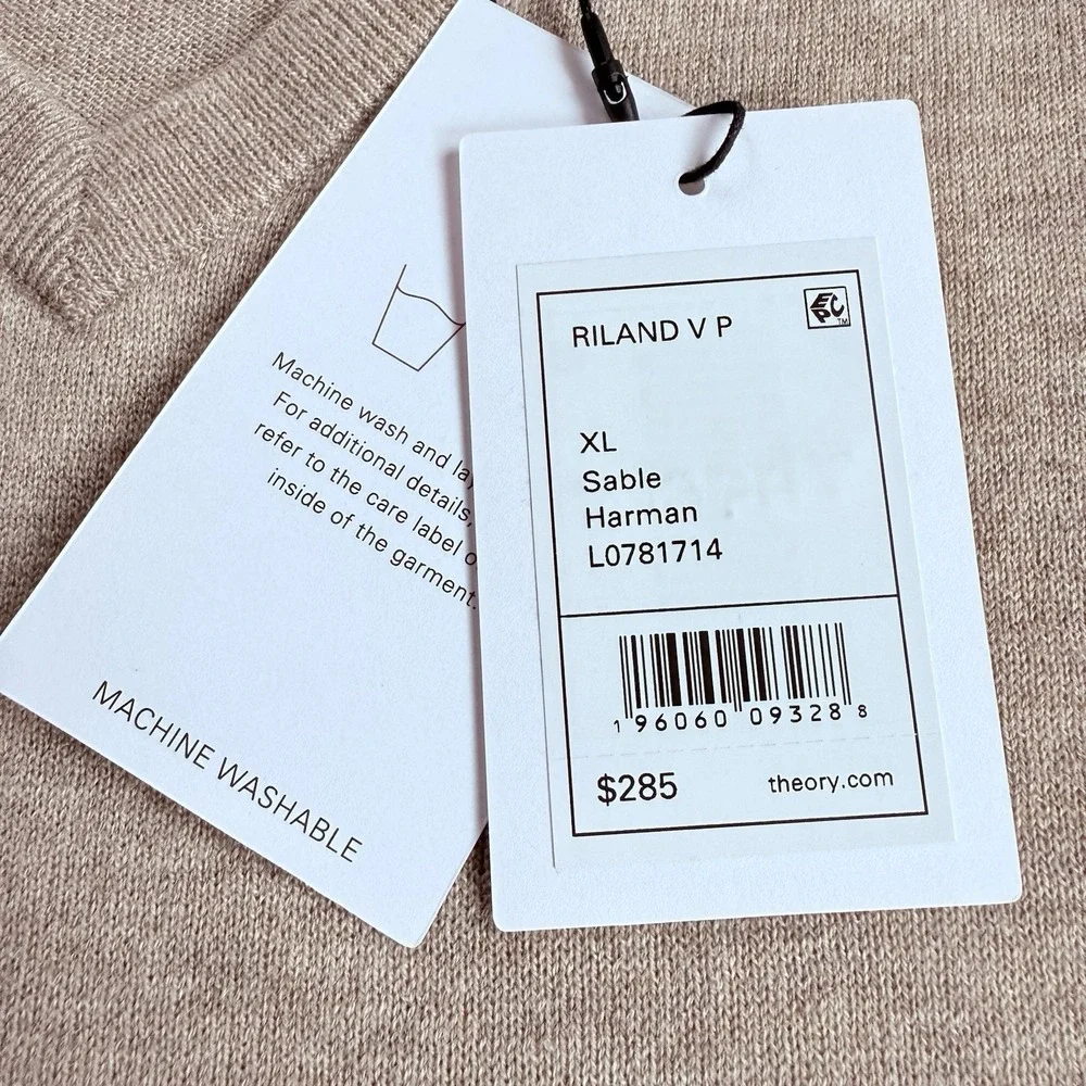 New Theory V Neck Sweater Mens XL Pullover Riland Wool Blend Harman Long Sleeves